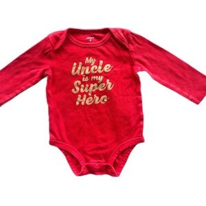 Carter’s Girls Red  Long Sleeve Uncle Bodysuit Onesie 9 Months